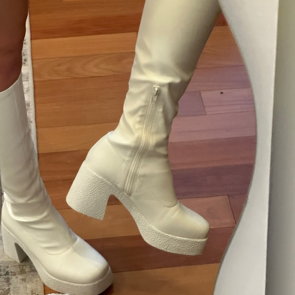 white gogo inspired boots